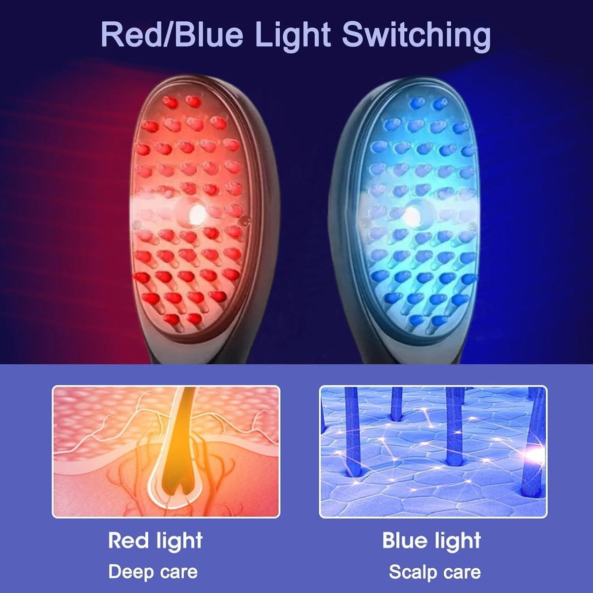 Electric 3D Scalp Massage Comb with Steam Spray & Red/Blue Light Therapy