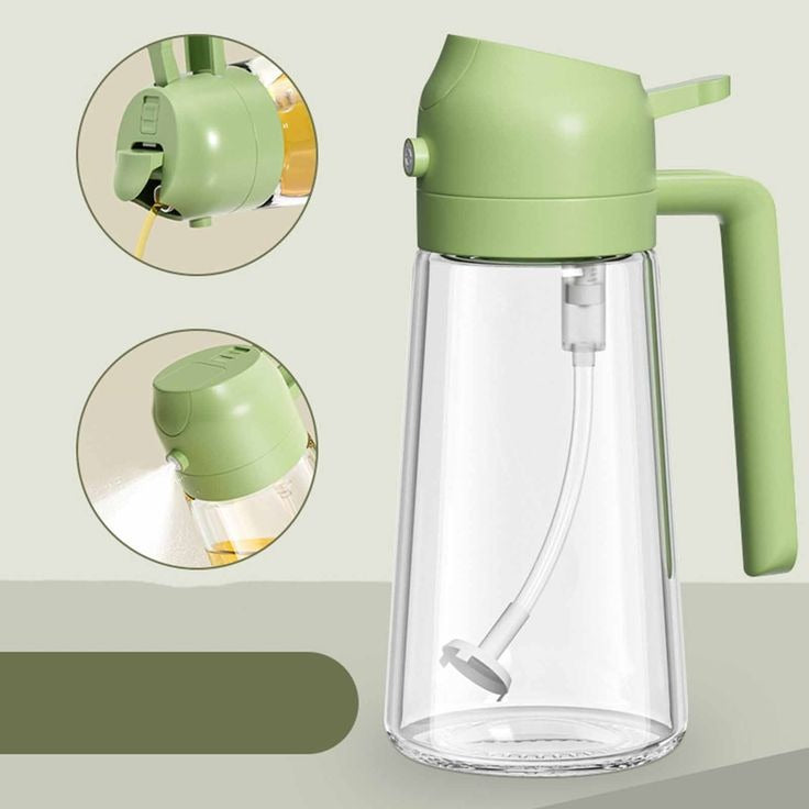 2-in-1 Oil Spray Bottle Adjustable Mist Dispenser 470ml (Random Color)