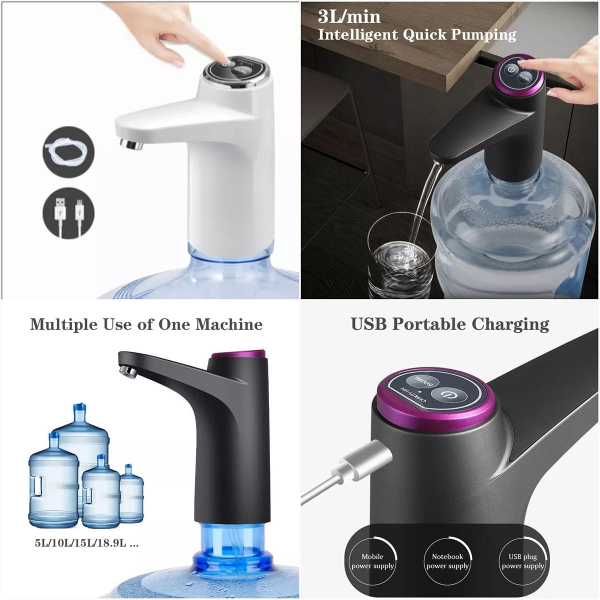 Touch Intelligent Electric Water Pump — Rechargeable Automatic Dispenser (Random Color)