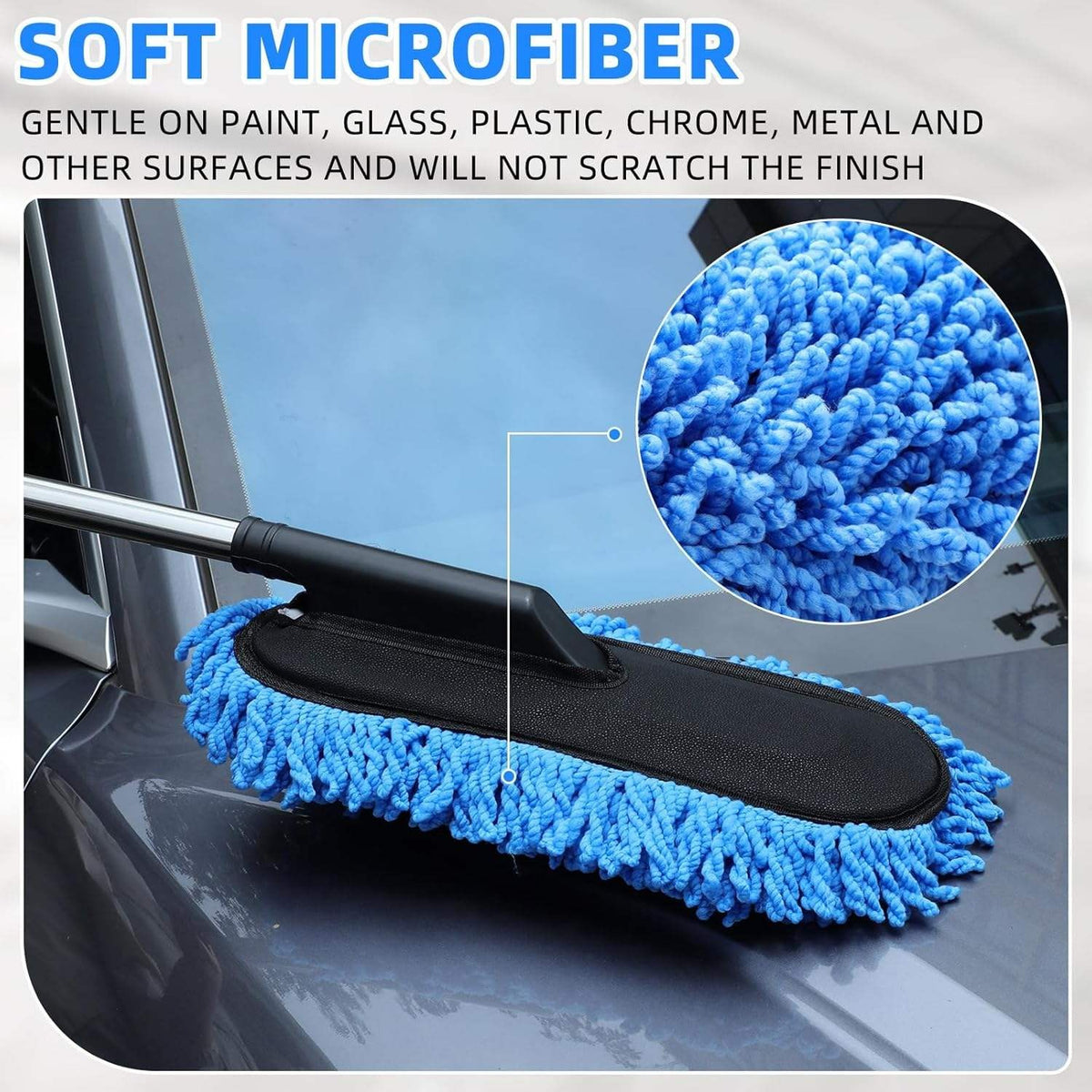 Microfiber Car Duster — Extendable Scratch-Free Cleaner