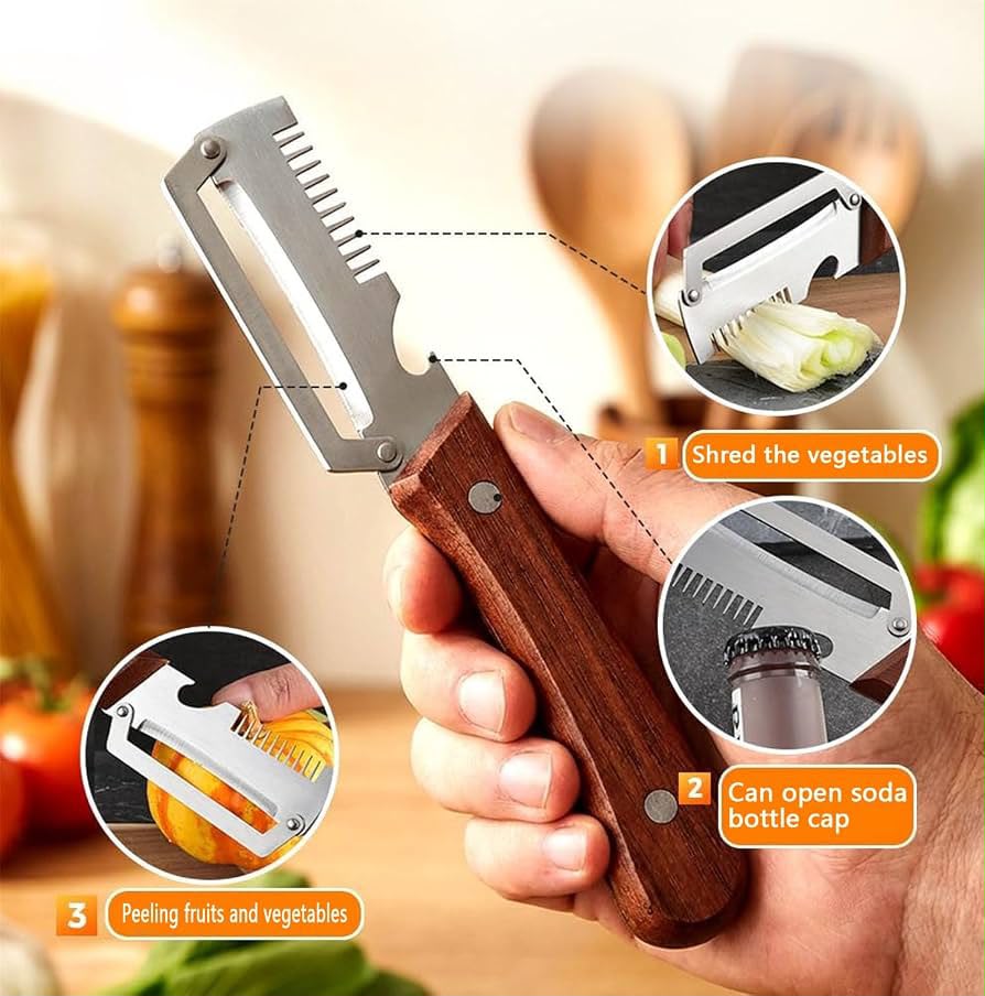 3-in-1 Stainless Steel Peeler Knife — Multi-Use Kitchen Tool