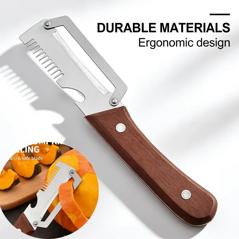 3-in-1 Stainless Steel Peeler Knife — Multi-Use Kitchen Tool